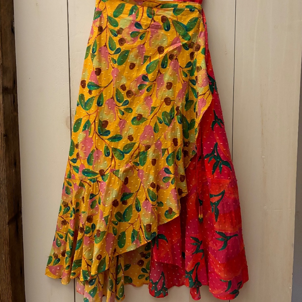 Farm Rio like new multi-print wrap skirt size small